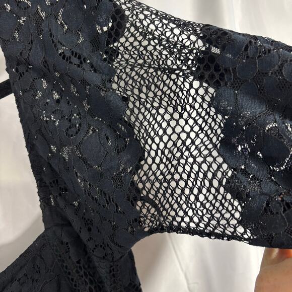 Free People “Be Your Baby” Black Lace Gothic Mini Dress Small - Picture 4 of 7